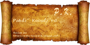 Pakó Kocsárd névjegykártya